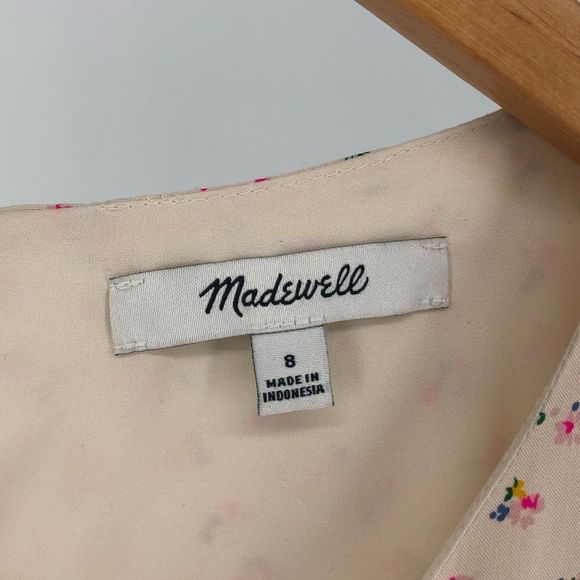 Madewell Tie-Sleeve Retro Dress in Dutch Dandelion Cream Micro Floral size 8 - Picture 10 of 15
